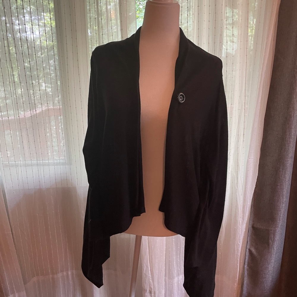 Black open front cardigan